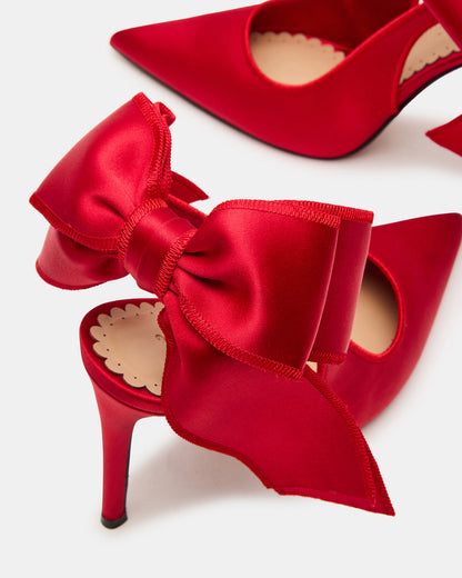 TEACUP Red Satin Women's Pointed-Toe Slingback Heel - Steve Madden