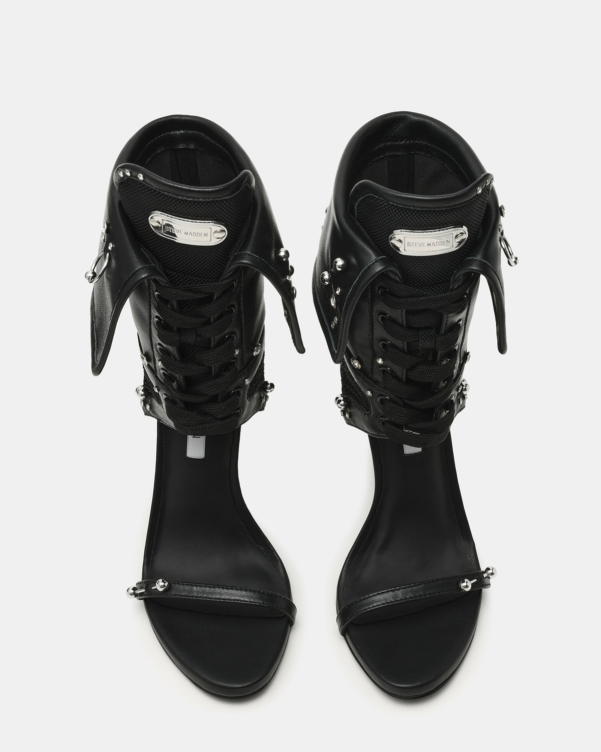 CASELLA Piercing Black Open-Toe Stiletto Lace-Up Women's Heel - Steve Madden