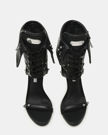 CASELLA Piercing Black Open-Toe Stiletto Lace-Up Women's Heel - Steve Madden