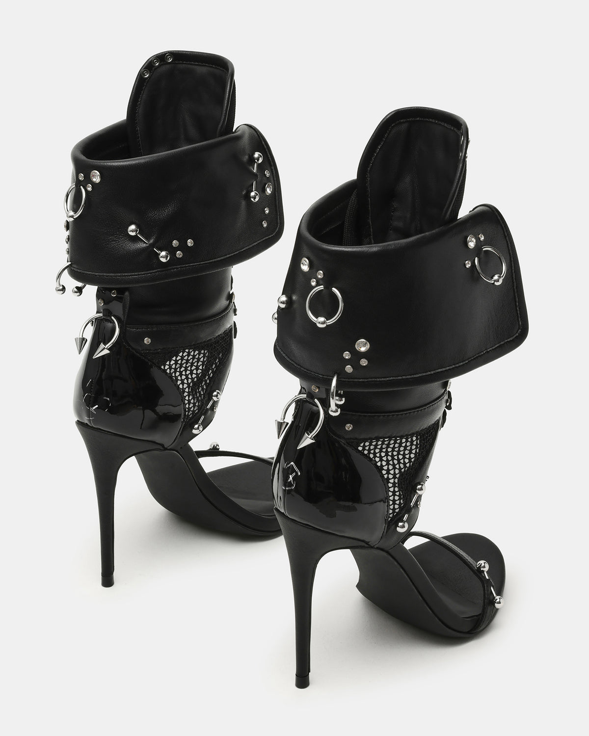 CASELLA Piercing Black Open-Toe Stiletto Lace-Up Women's Heel - Steve Madden