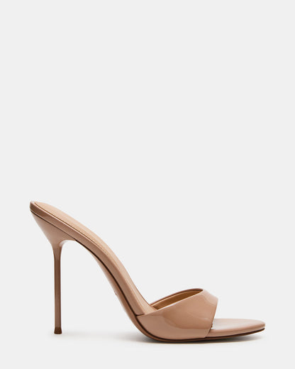 DAVINA Tan Patent Rounded Open-Toe Mule Stiletto Women's Heel - Steve Madden