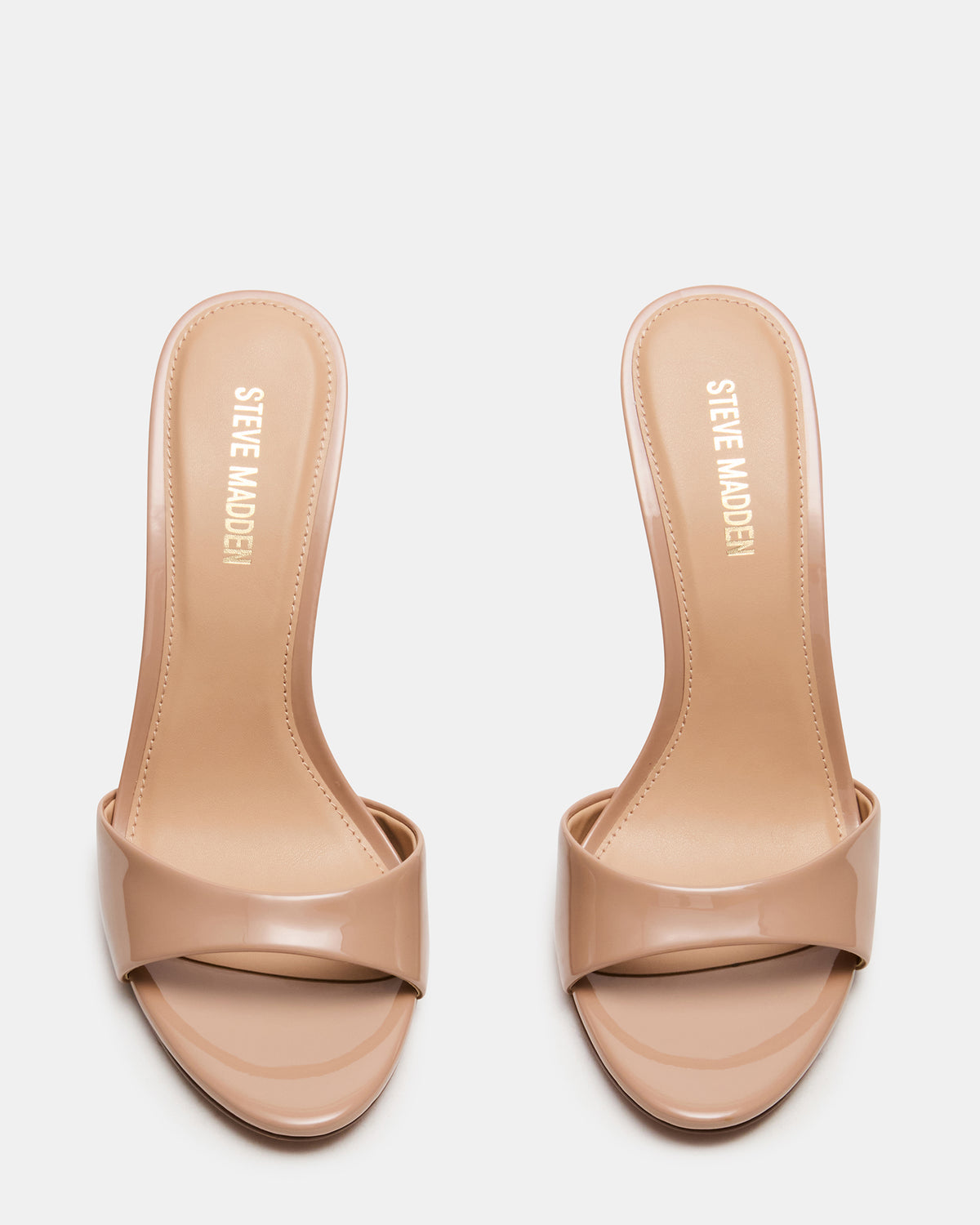 DAVINA Tan Patent Rounded Open-Toe Mule Stiletto Women's Heel - Steve Madden