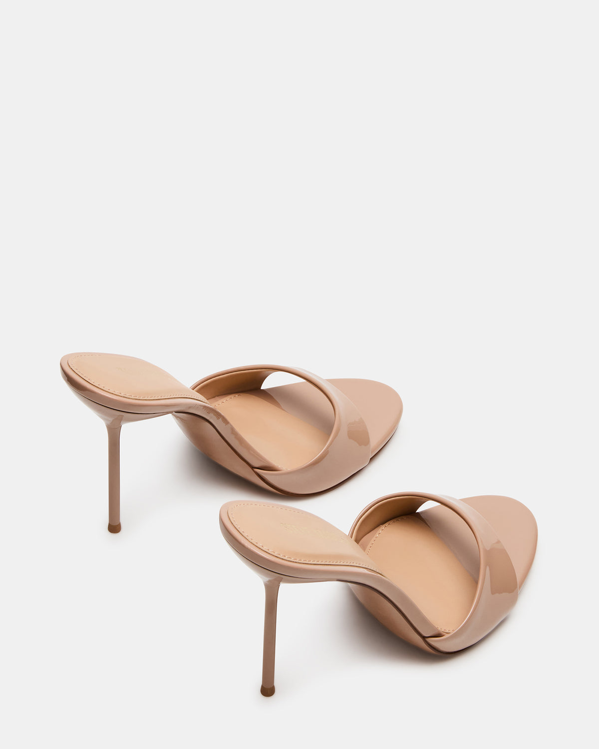 DAVINA Tan Patent Rounded Open-Toe Mule Stiletto Women's Heel - Steve Madden