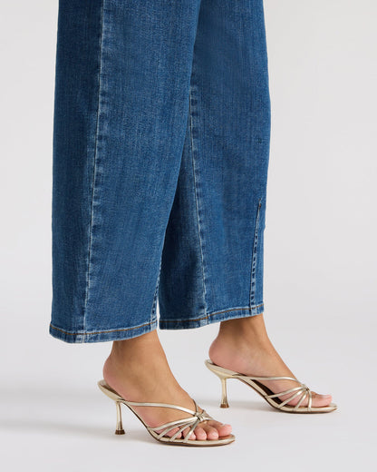 EDNA Champagne Leather Strappy Mule Women's Heel - Steve Madden