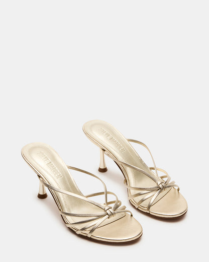 EDNA Champagne Leather Strappy Mule Women's Heel - Steve Madden