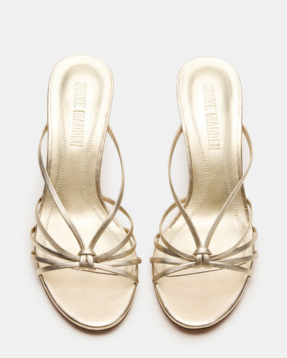 EDNA Champagne Leather Strappy Mule Women's Heel - Steve Madden