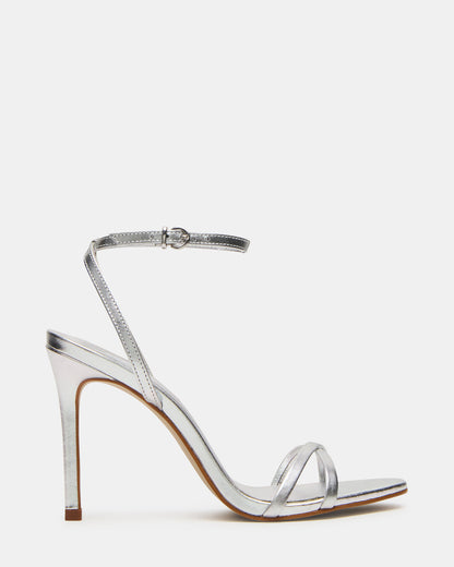 JYPSEY Silver Leather Strappy Stiletto Women's Heel - Steve Madden