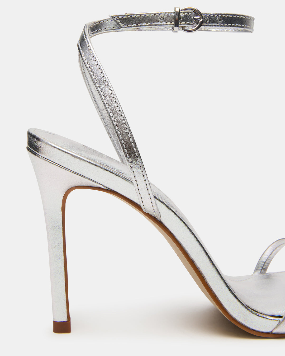 JYPSEY Silver Leather Strappy Stiletto Women's Heel - Steve Madden