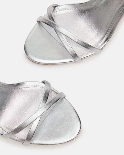 JYPSEY Silver Leather Strappy Stiletto Women's Heel - Steve Madden