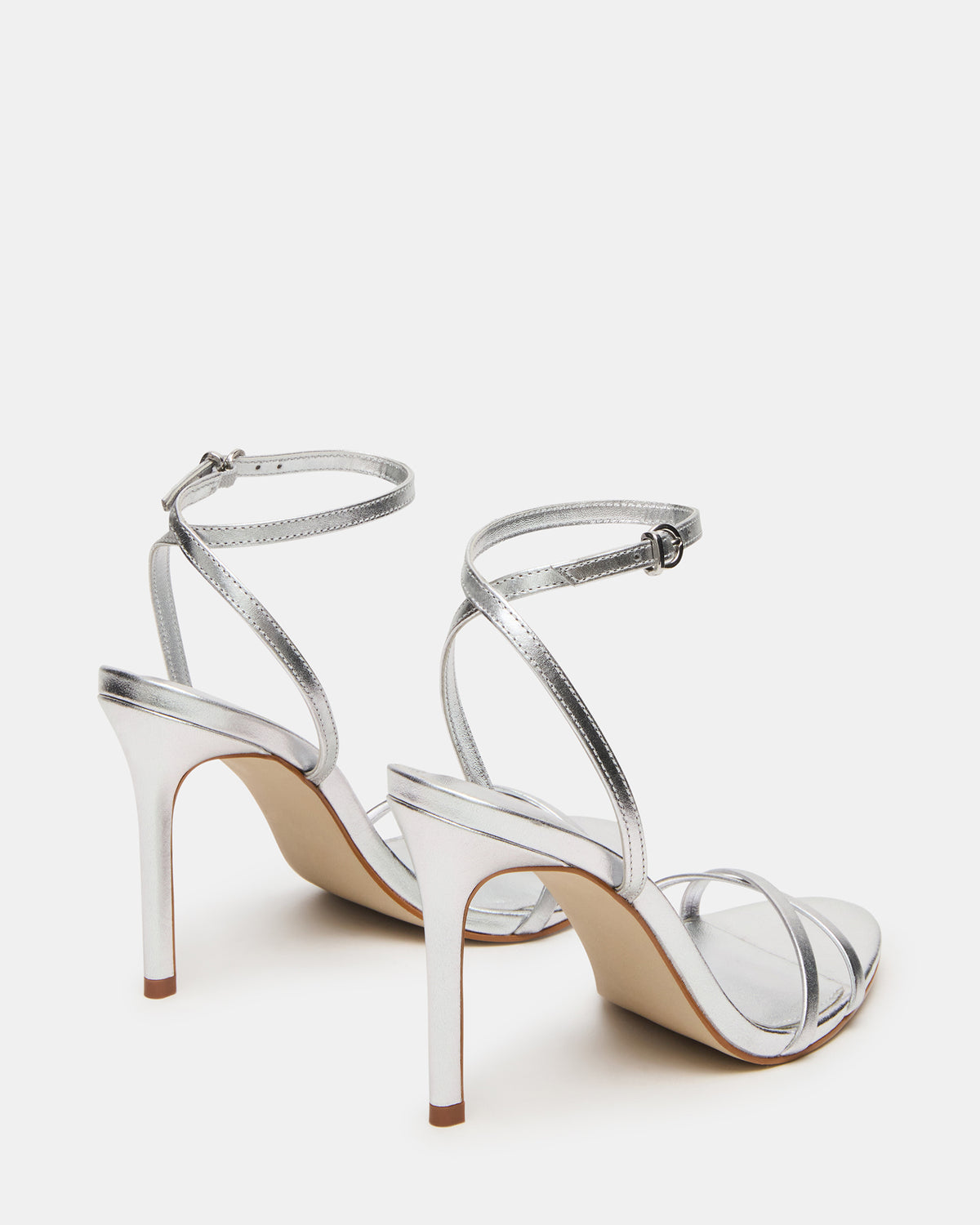 JYPSEY Silver Leather Strappy Stiletto Women's Heel - Steve Madden