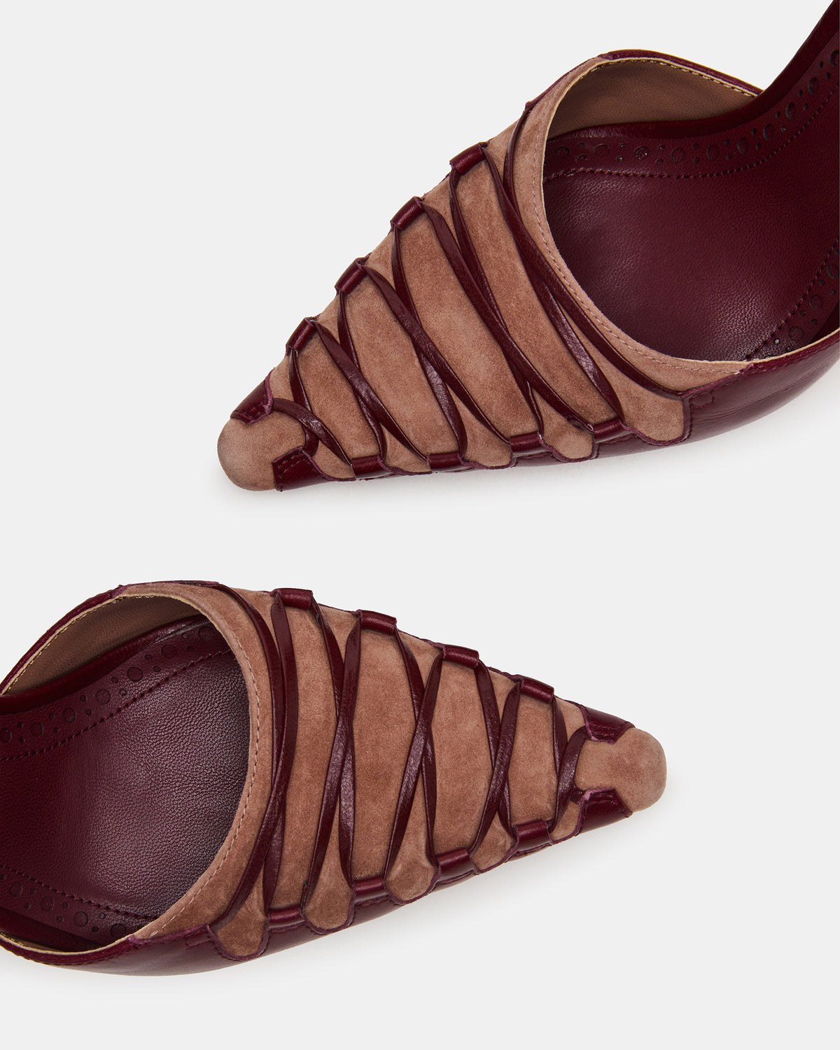 DANGER Burgundy Multi Pointed-Toe Lace-Up Stiletto Pump Women's Heel - Steve Madden