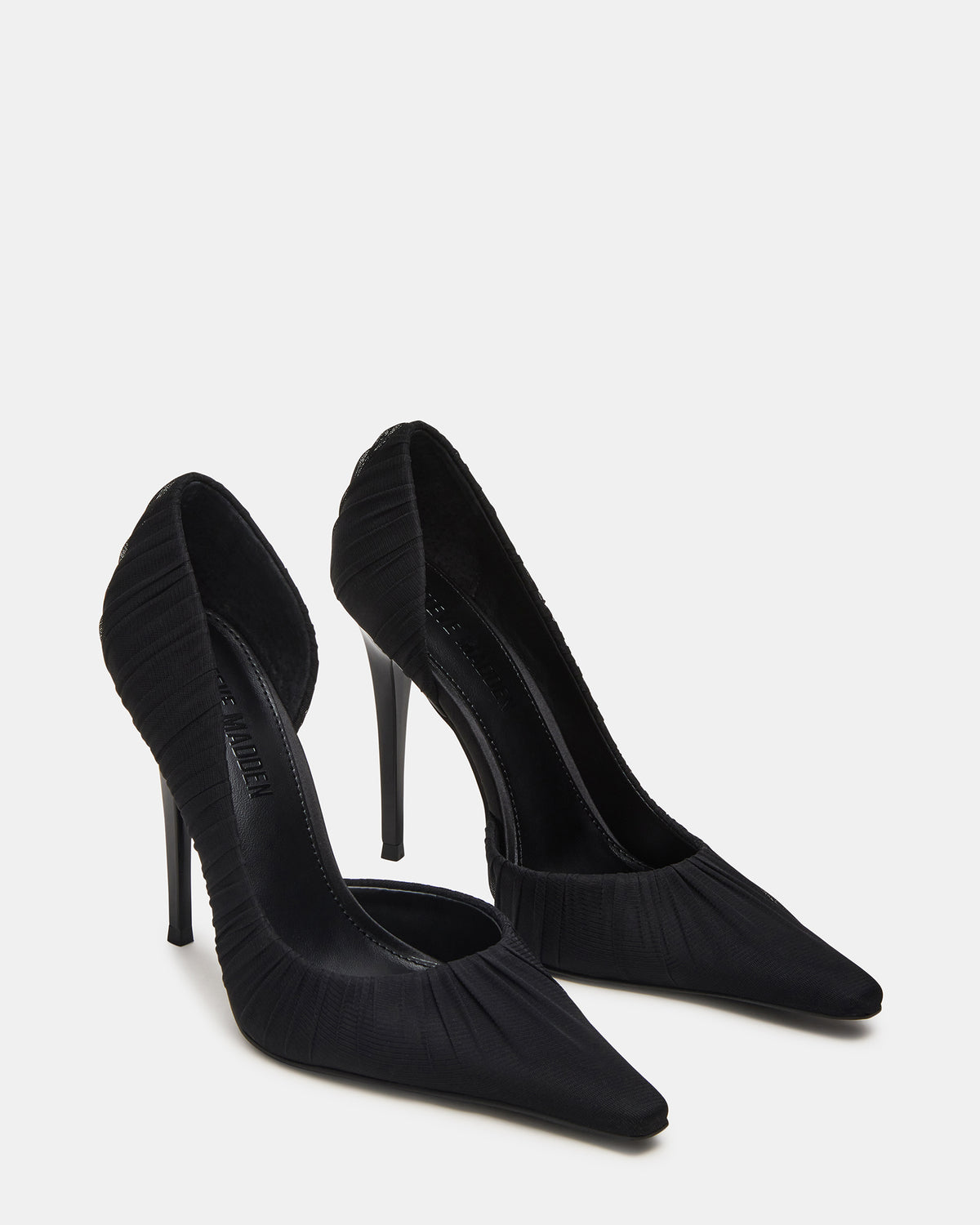 ELEGANT Black Ruched Pointed-Toe Stiletto Pump Women's Heel - Steve Madden