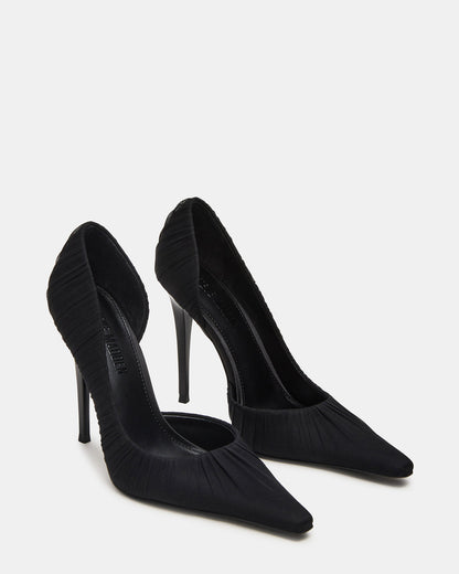 ELEGANT Black Ruched Pointed-Toe Stiletto Pump Women's Heel - Steve Madden