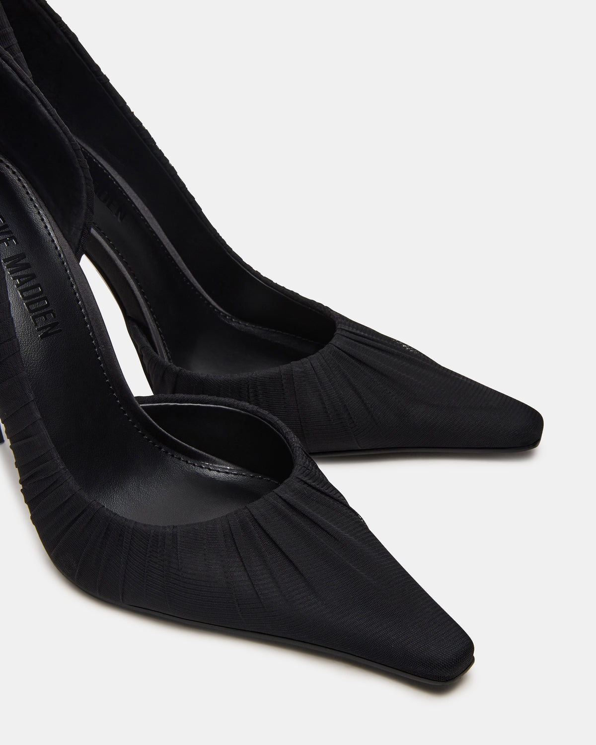 ELEGANT Black Ruched Pointed-Toe Stiletto Pump Women's Heel - Steve Madden