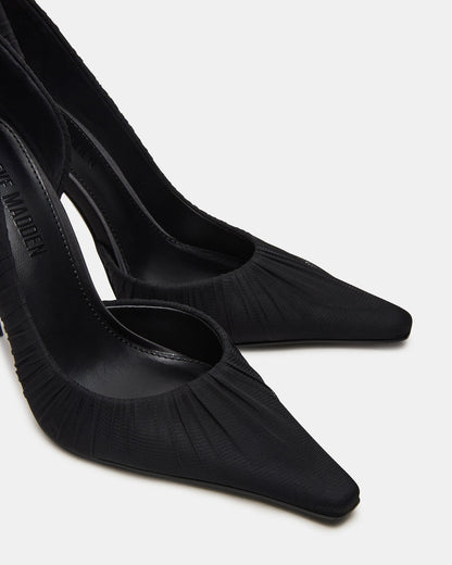 ELEGANT Black Ruched Pointed-Toe Stiletto Pump Women's Heel - Steve Madden