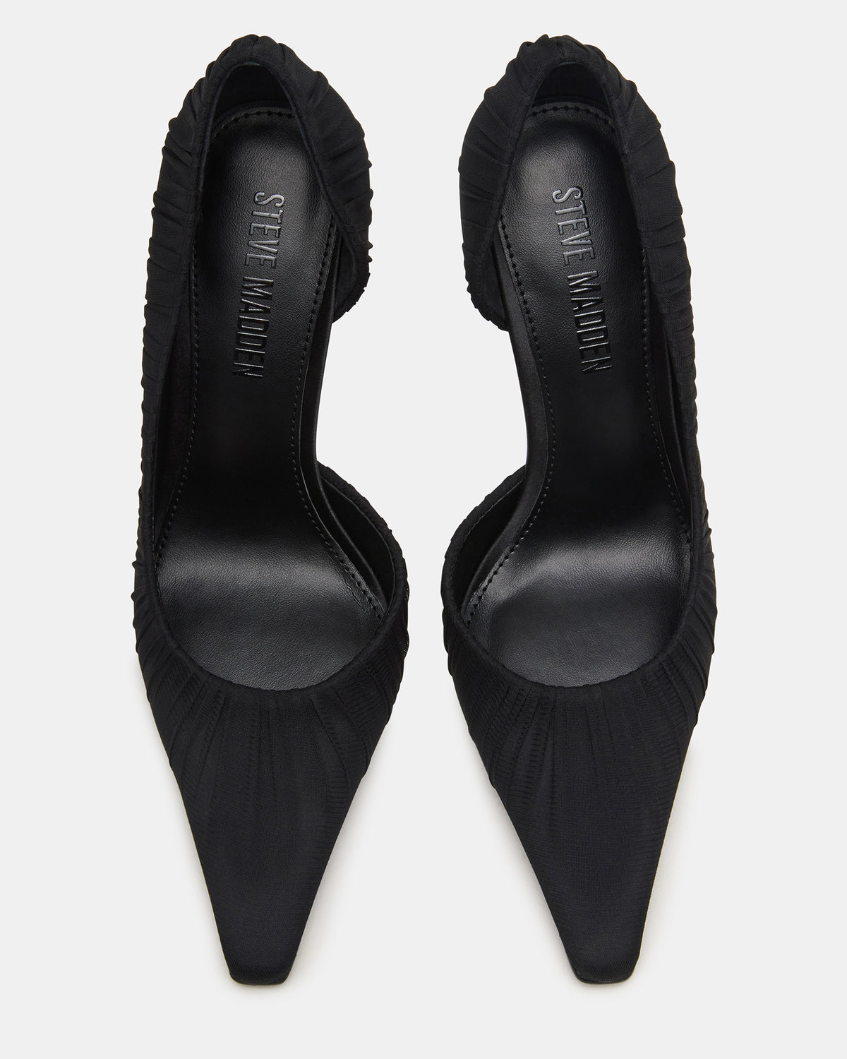 ELEGANT Black Ruched Pointed-Toe Stiletto Pump Women's Heel - Steve Madden