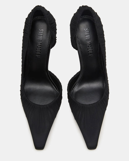 ELEGANT Black Ruched Pointed-Toe Stiletto Pump Women's Heel - Steve Madden