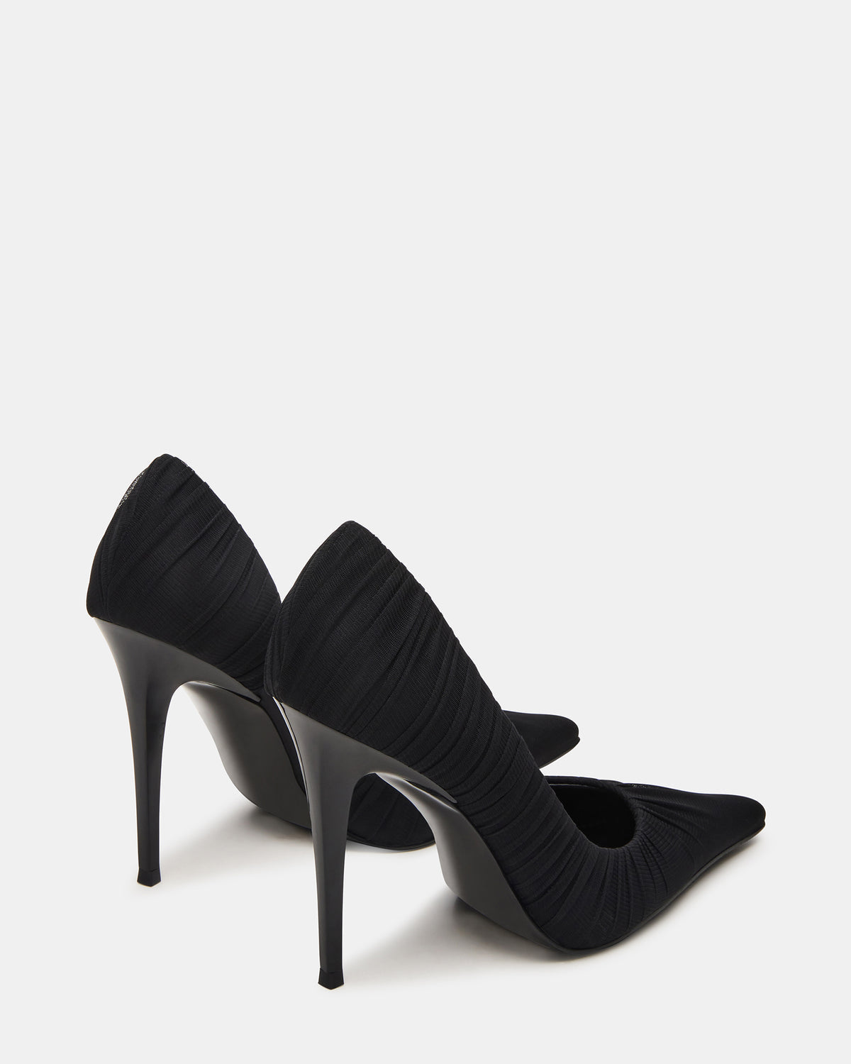 ELEGANT Black Ruched Pointed-Toe Stiletto Pump Women's Heel - Steve Madden