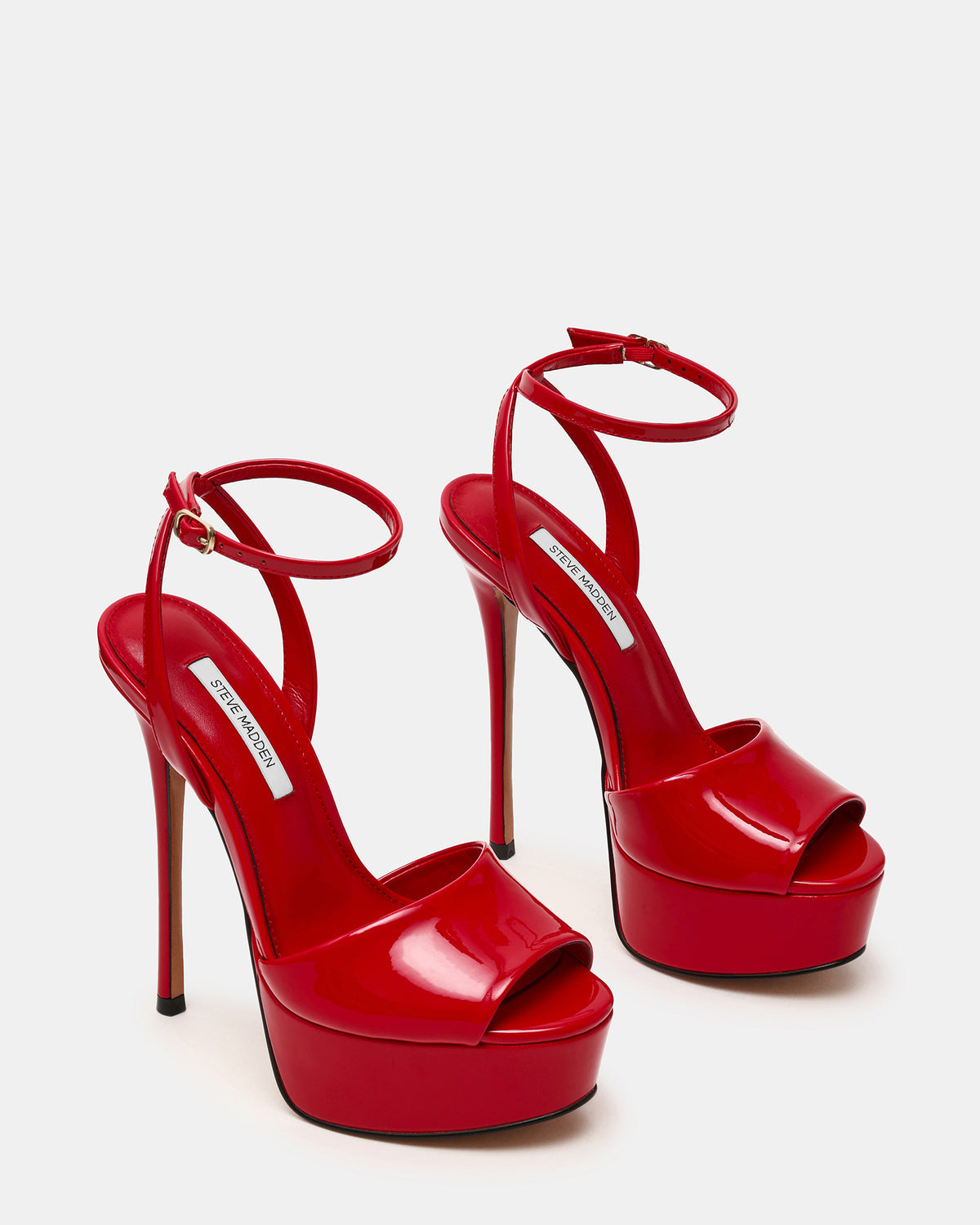 JEZZICA Red Patent Platform Stiletto Ankle Strap Women's Heel - Steve Madden