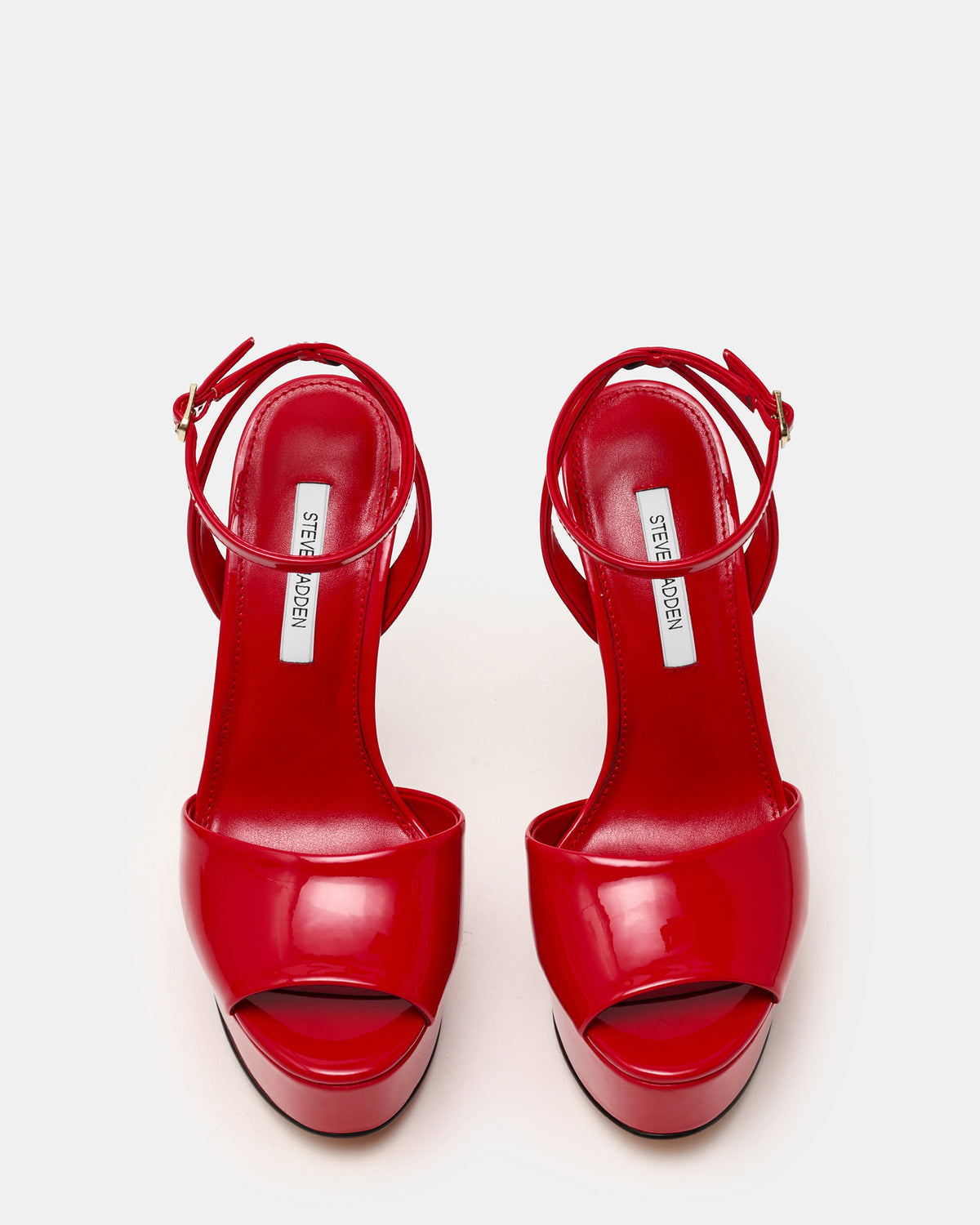JEZZICA Red Patent Platform Stiletto Ankle Strap Women's Heel - Steve Madden