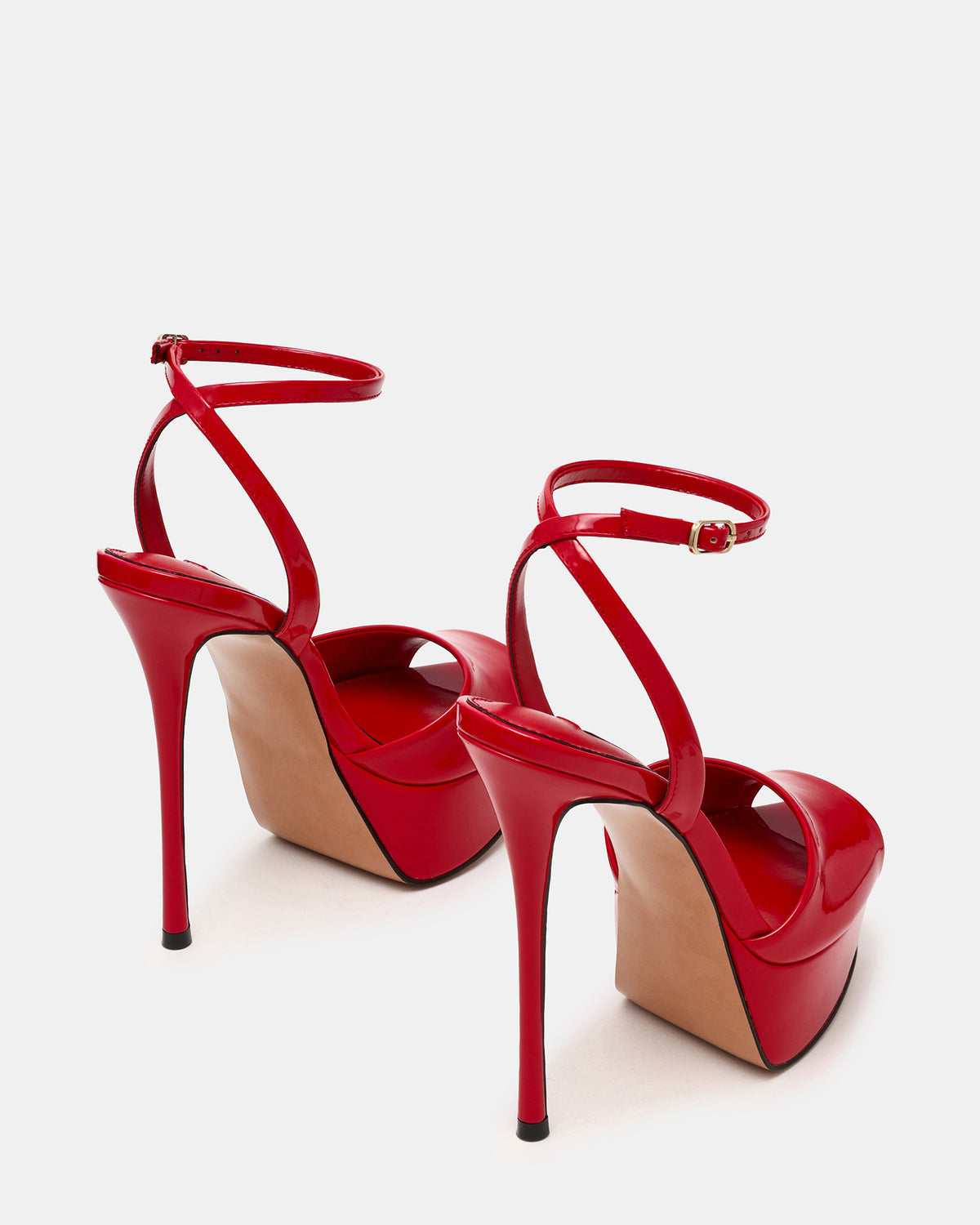 JEZZICA Red Patent Platform Stiletto Ankle Strap Women's Heel - Steve Madden