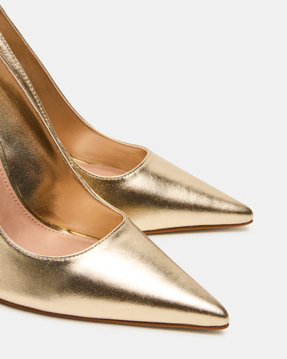 NOIR Gold Leather Pointed-Toe Stiletto Pump Women's Heels - Steve Madden