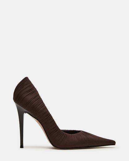 ELEGANT Brown Ruched Pointed-Toe Stiletto Pump Women's Heel - Steve Madden
