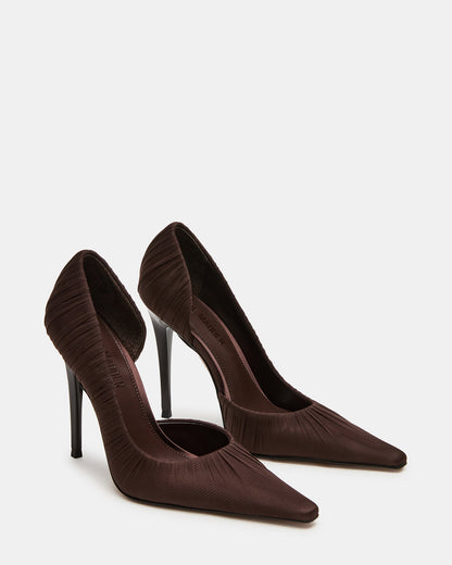 ELEGANT Brown Ruched Pointed-Toe Stiletto Pump Women's Heel - Steve Madden