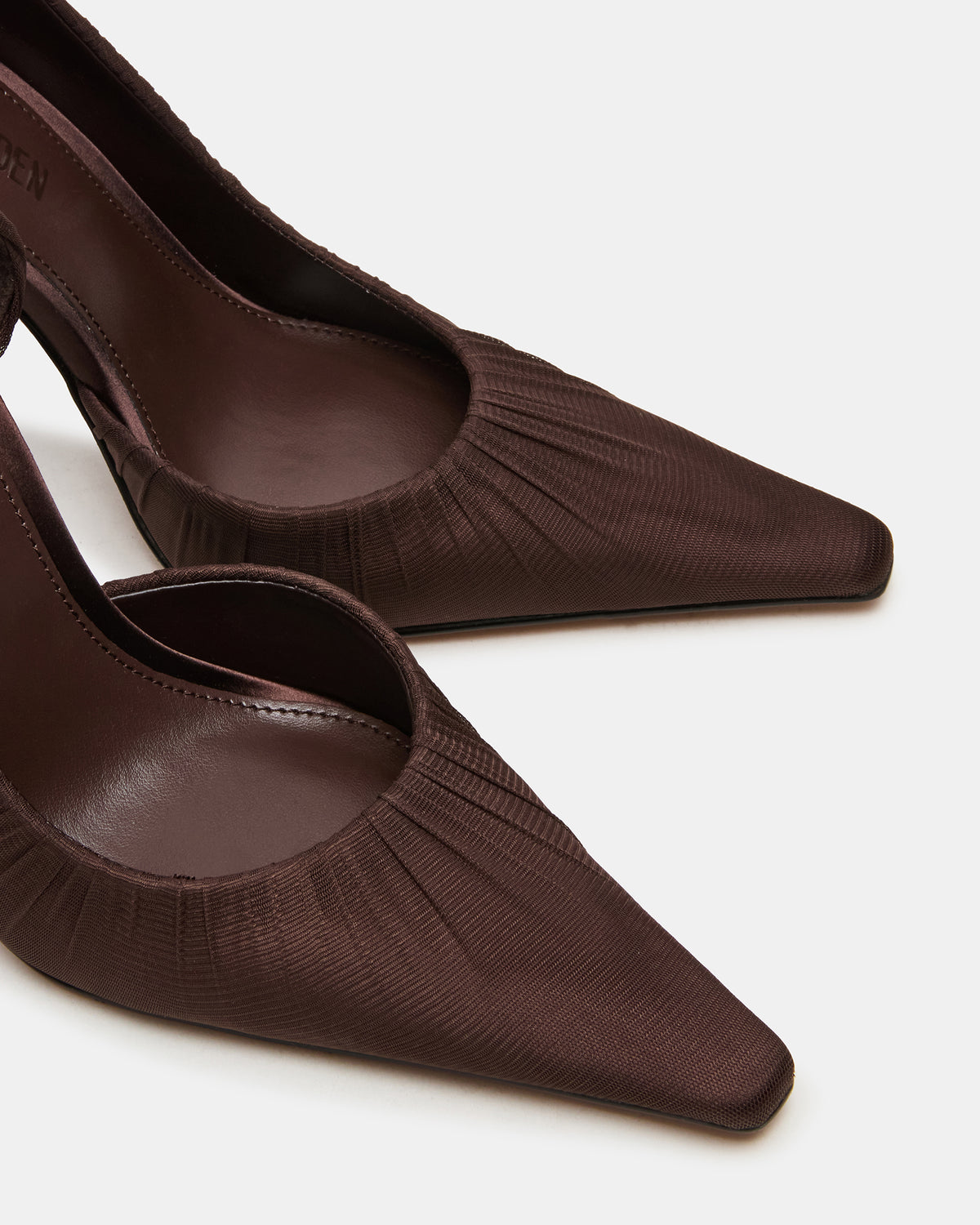 ELEGANT Brown Ruched Pointed-Toe Stiletto Pump Women's Heel - Steve Madden