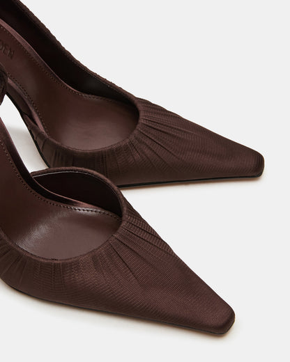 ELEGANT Brown Ruched Pointed-Toe Stiletto Pump Women's Heel - Steve Madden