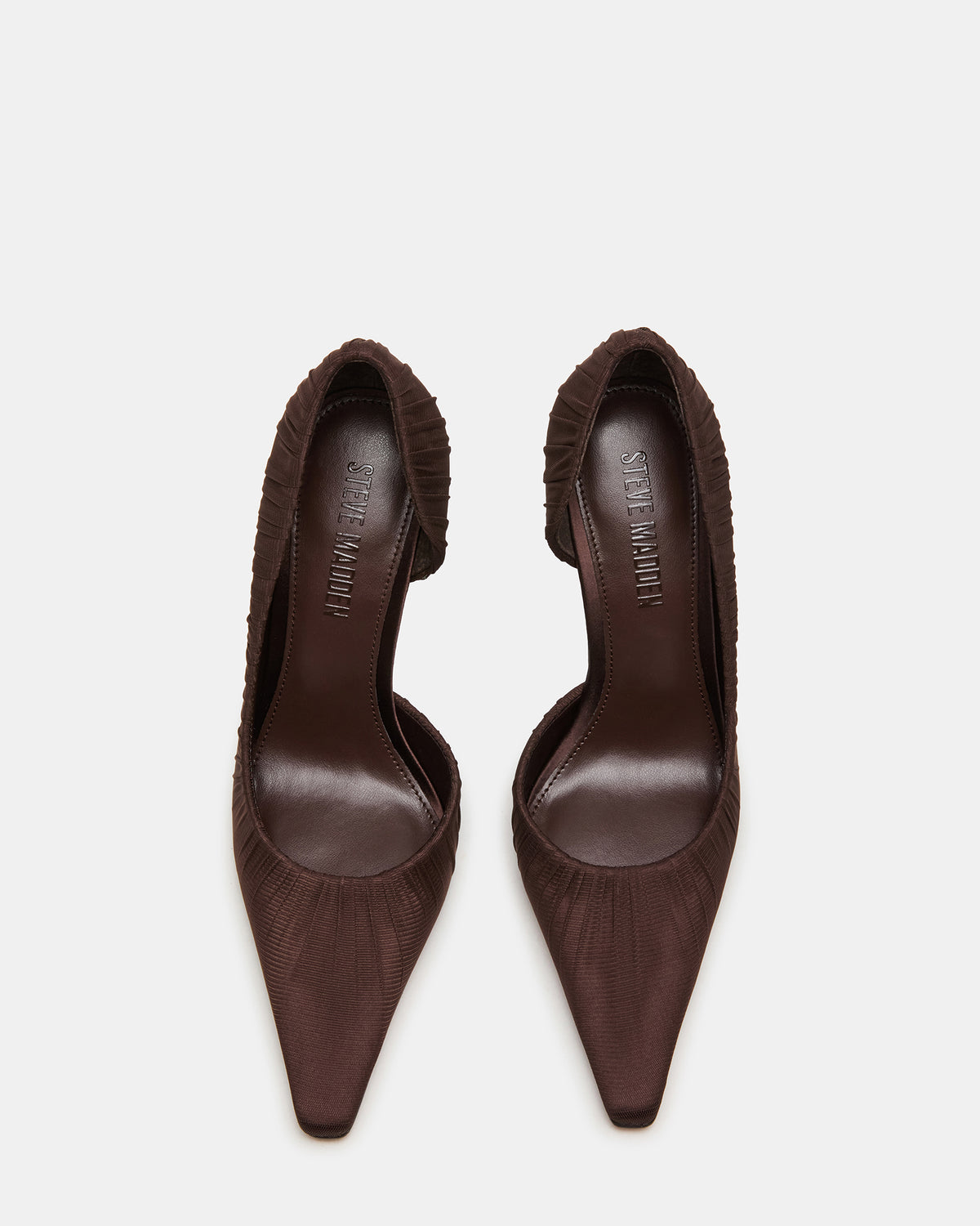 ELEGANT Brown Ruched Pointed-Toe Stiletto Pump Women's Heel - Steve Madden