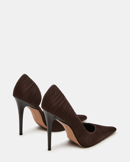 ELEGANT Brown Ruched Pointed-Toe Stiletto Pump Women's Heel - Steve Madden