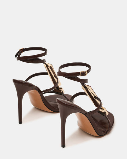 SHAYLEE Brown Stone Detail Strappy Stiletto Women's Heel - Steve Madden