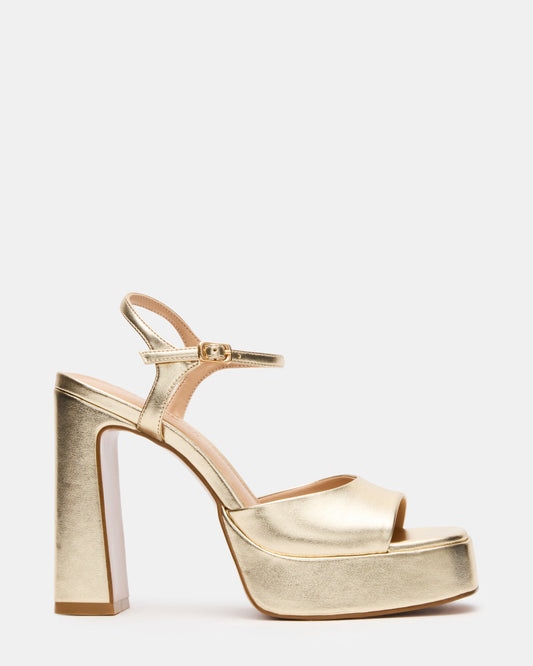 LIANDRA Champagne Women's Platform Square-Toe Strappy Heel - Steve Madden