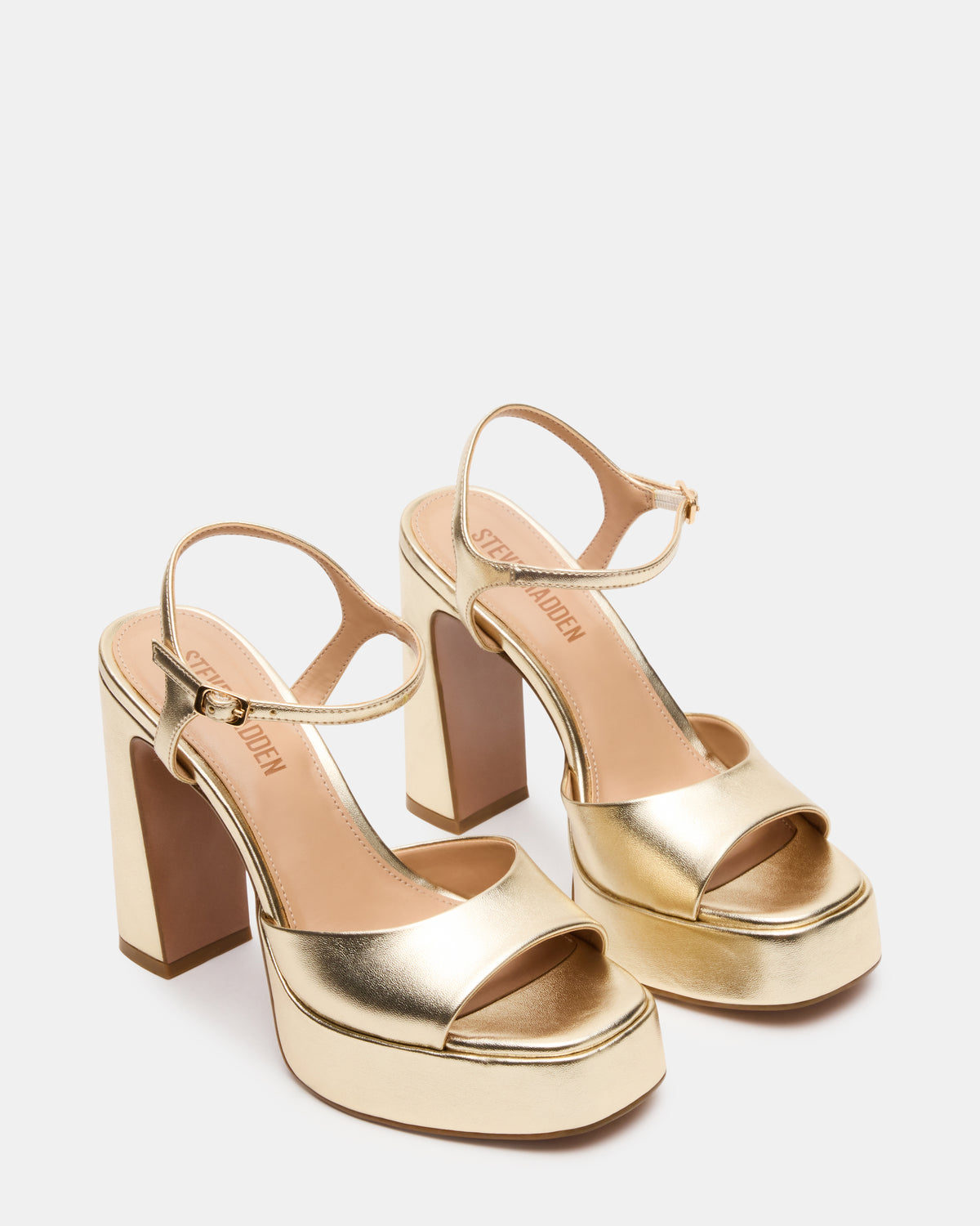 LIANDRA Champagne Women's Platform Square-Toe Strappy Heel - Steve Madden