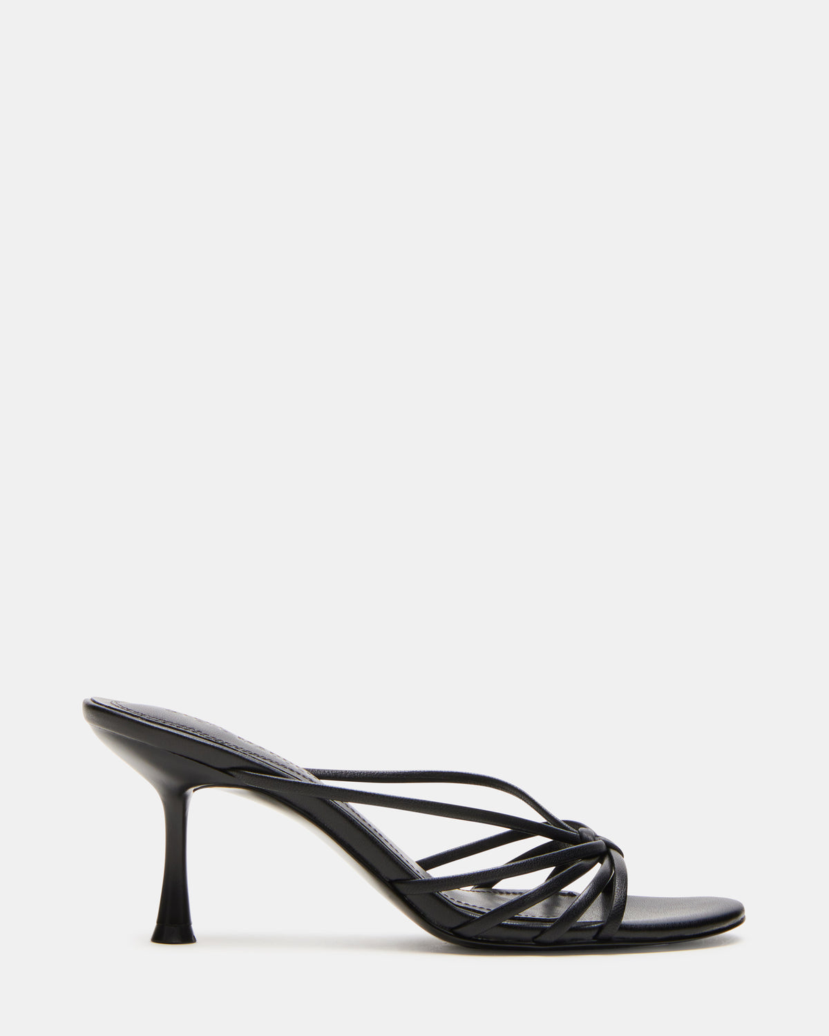 EDNA Black Leather Strappy Mule Women's Heel - Steve Madden