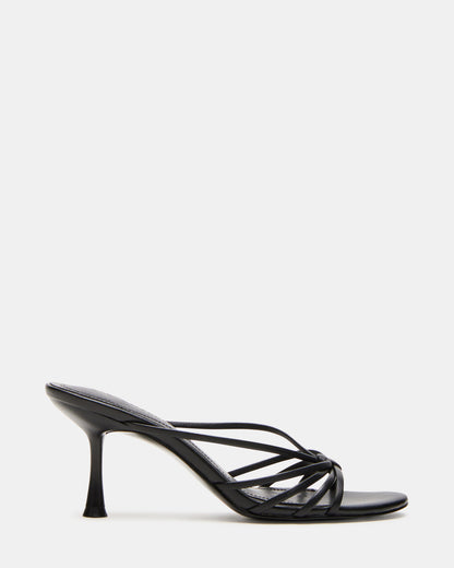 EDNA Black Leather Strappy Mule Women's Heel - Steve Madden