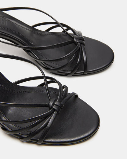EDNA Black Leather Strappy Mule Women's Heel - Steve Madden