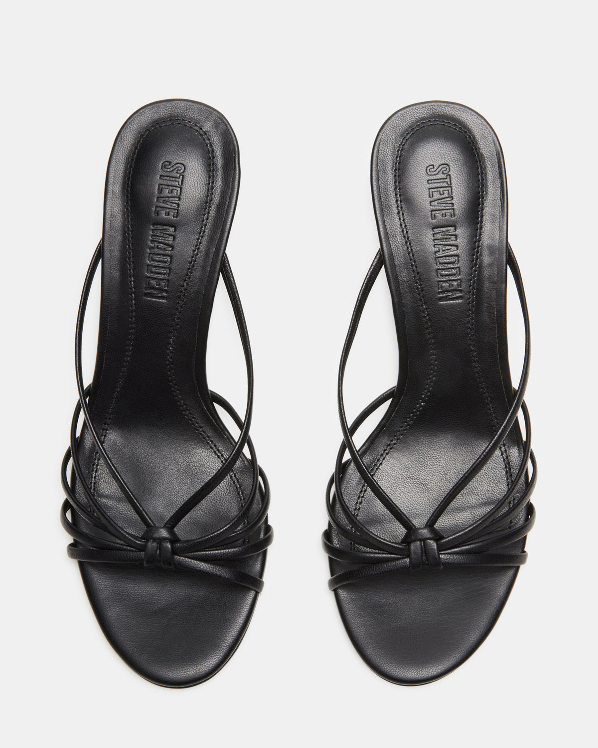 EDNA Black Leather Strappy Mule Women's Heel - Steve Madden