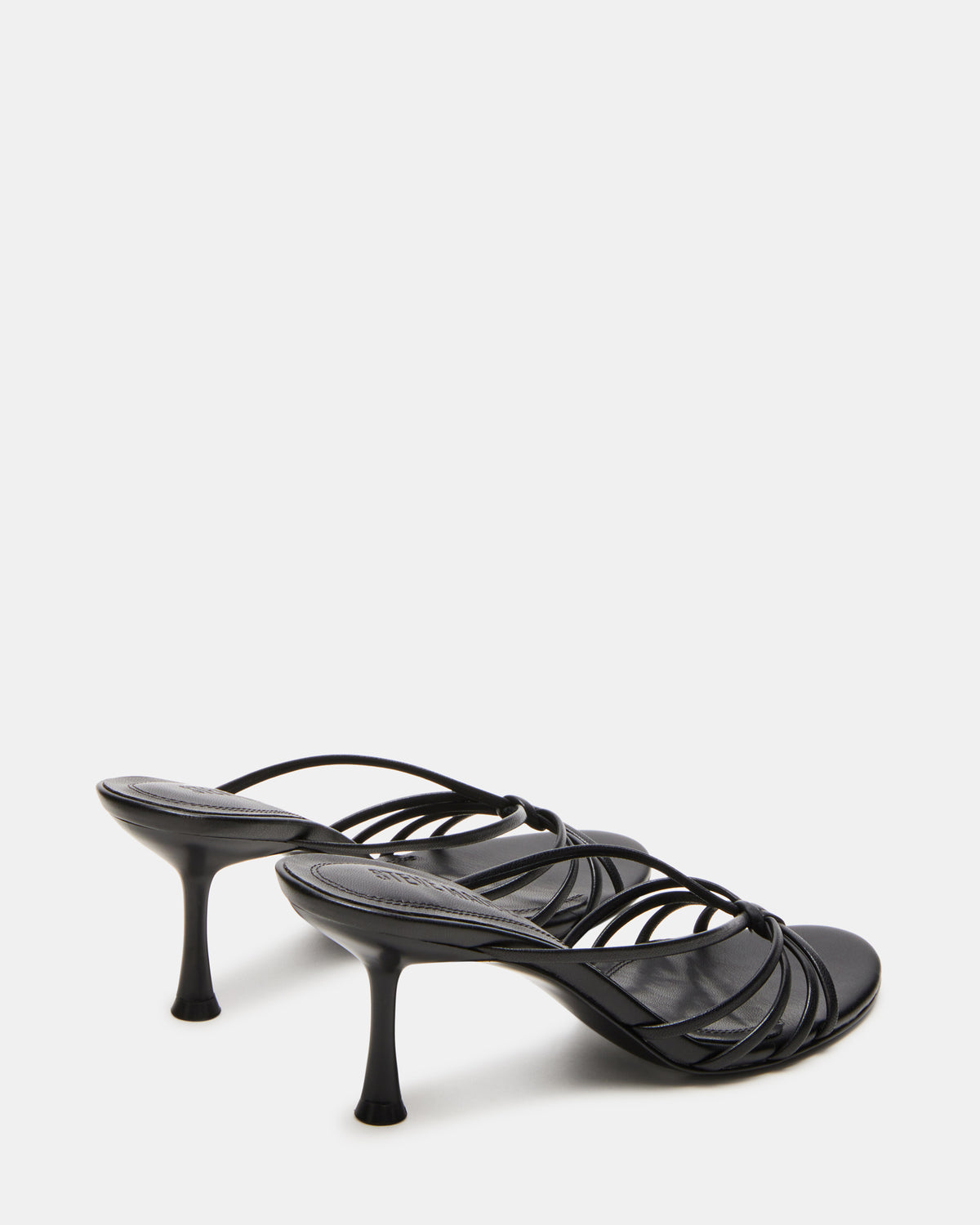 EDNA Black Leather Strappy Mule Women's Heel - Steve Madden