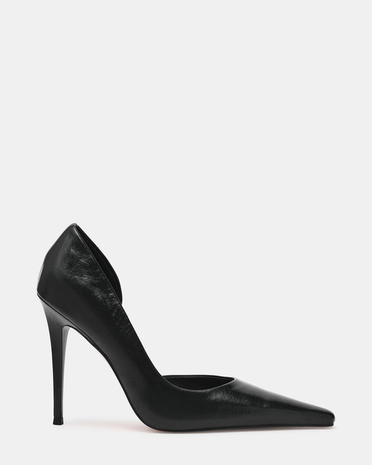 ELEGANT Black Leather Pointed-Toe Stiletto Pump Women's Heel - Steve Madden