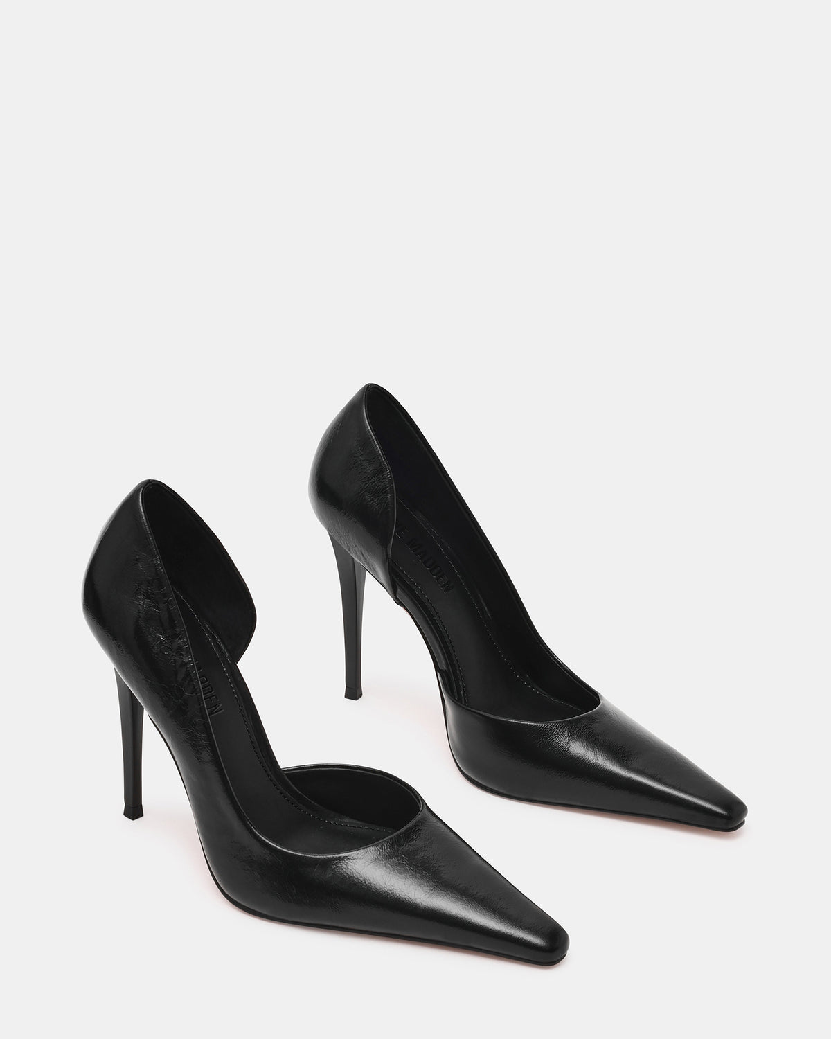 ELEGANT Black Leather Pointed-Toe Stiletto Pump Women's Heel - Steve Madden
