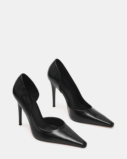 ELEGANT Black Leather Pointed-Toe Stiletto Pump Women's Heel - Steve Madden