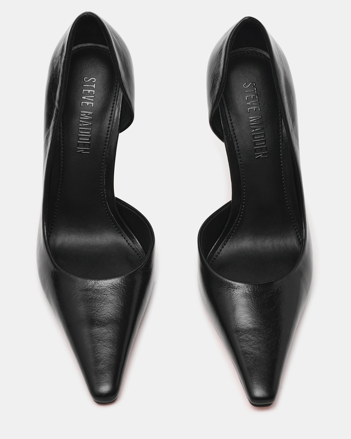 ELEGANT Black Leather Pointed-Toe Stiletto Pump Women's Heel - Steve Madden