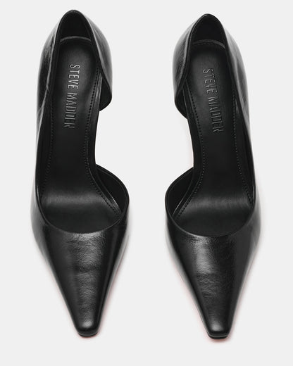 ELEGANT Black Leather Pointed-Toe Stiletto Pump Women's Heel - Steve Madden