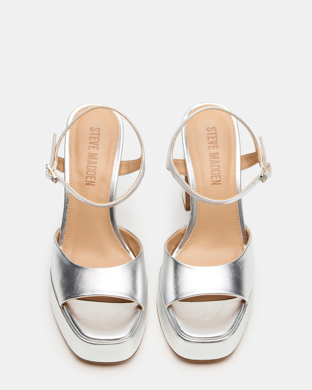 LIANDRA Silver Platform Square-Toe Strappy Women's Heel - Steve Madden