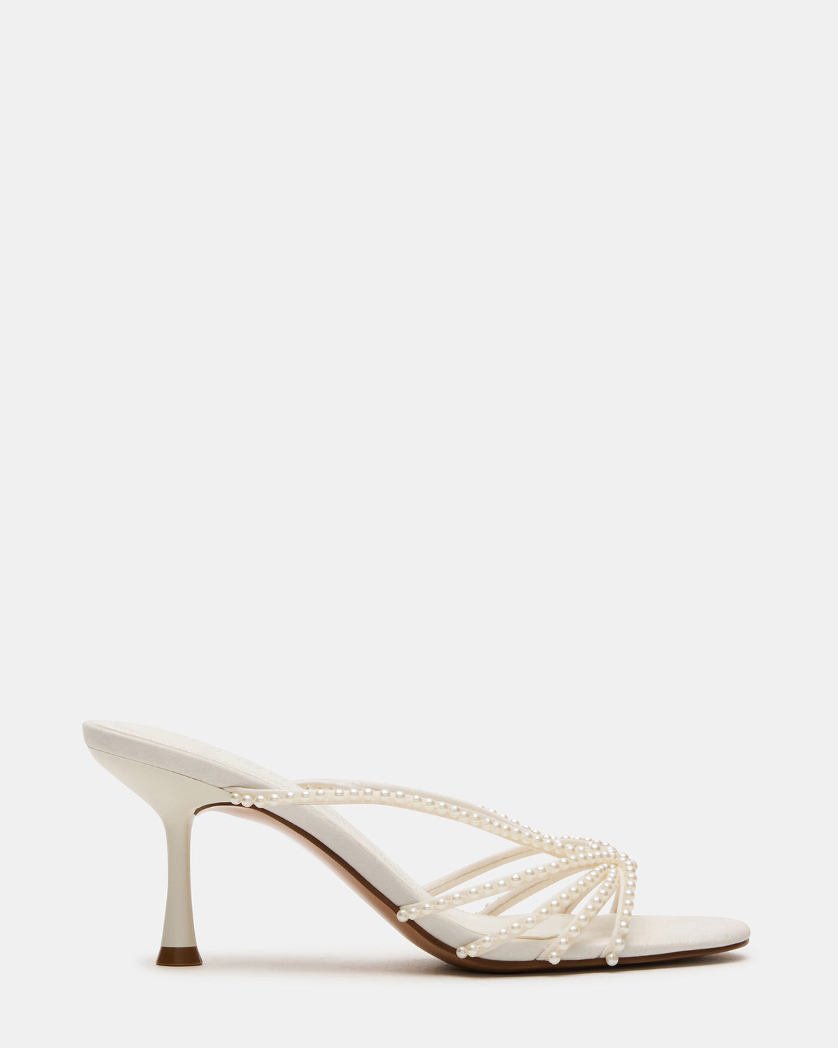 EDNA Pearl White Strappy Mule Women's Heel - Steve Madden