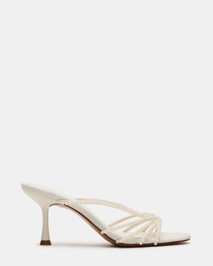 EDNA Pearl White Strappy Mule Women's Heel - Steve Madden