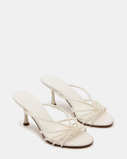 EDNA Pearl White Strappy Mule Women's Heel - Steve Madden