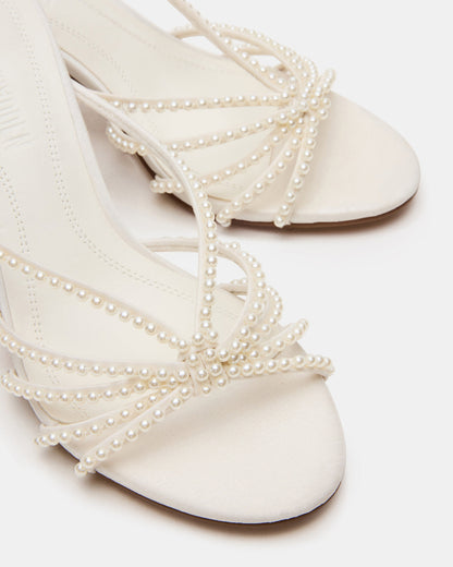 EDNA Pearl White Strappy Mule Women's Heel - Steve Madden
